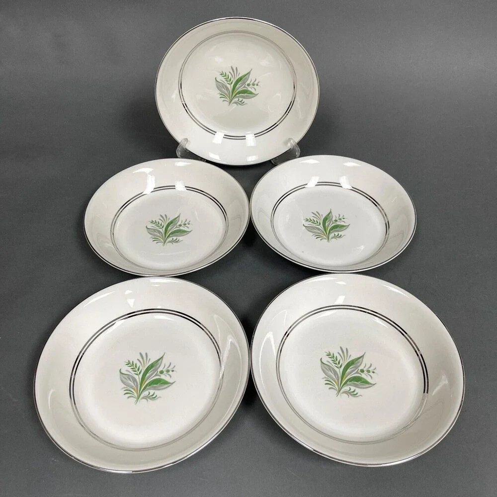 Pope Gosser Encore Soup Cereal‎ Bowls Platinum Trim 7 5/8